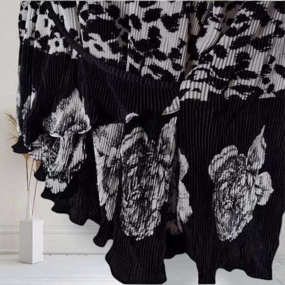 Vintage 80s Oversized Plisse Wrap Top Misses Plus One Size Mixed Print France - Picture 13 of 15